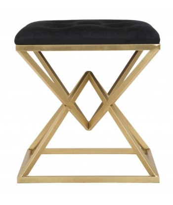 Tabouret rembourré avec pieds en tissu et métal Pyramid Noir / Doré, l45xA45xH48 cm offre 