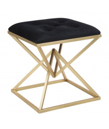 Tabouret rembourré avec pieds en tissu et métal Pyramid Noir / Doré, l45xA45xH48 cm offre 