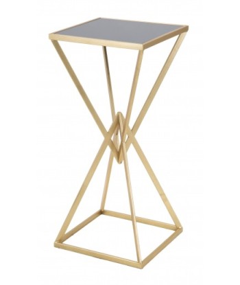 Table de support téléphonique en métal et verre Pyramid Tall Or / Noir, L35xl35xH80 cm en linge