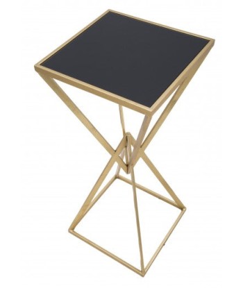 Table de support téléphonique en métal et verre Pyramid Tall Or / Noir, L35xl35xH80 cm en linge