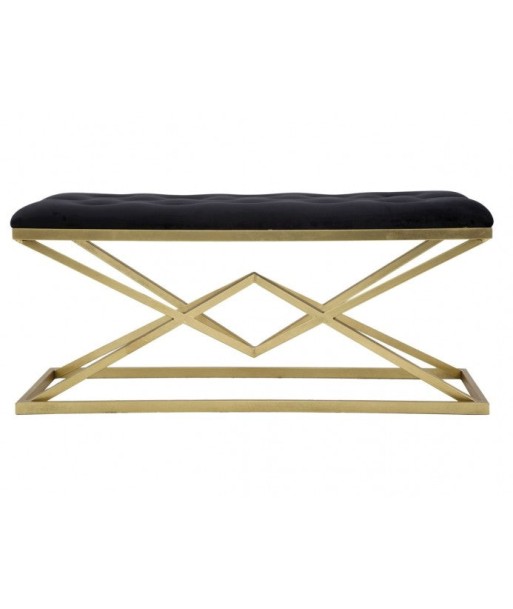 Banquette rembourrée avec pieds en tissu et métal Pyramid Noir / doré, l100xA40xH45 cm chez Cornerstreet bien 