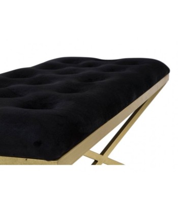 Banquette rembourrée avec pieds en tissu et métal Pyramid Noir / doré, l100xA40xH45 cm chez Cornerstreet bien 