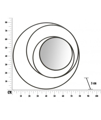 Miroir décoratif en métal Cercles Noir, Ø80 cm pour bénéficier 