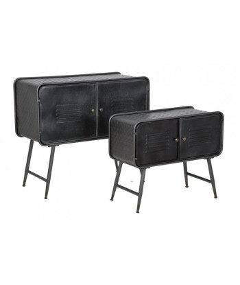 Lot de 2 commodes en métal, avec 2 portes Couple Ecole Noir, l88xA38xH78 cm / l70,5xA30xH58,5 cm commande en ligne