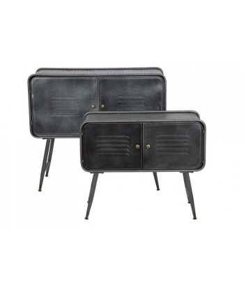 Lot de 2 commodes en métal, avec 2 portes Couple Ecole Noir, l88xA38xH78 cm / l70,5xA30xH58,5 cm commande en ligne