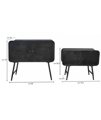 Lot de 2 commodes en métal, avec 2 portes Couple Ecole Noir, l88xA38xH78 cm / l70,5xA30xH58,5 cm commande en ligne