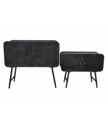 Lot de 2 commodes en métal, avec 2 portes Couple Ecole Noir, l88xA38xH78 cm / l70,5xA30xH58,5 cm commande en ligne