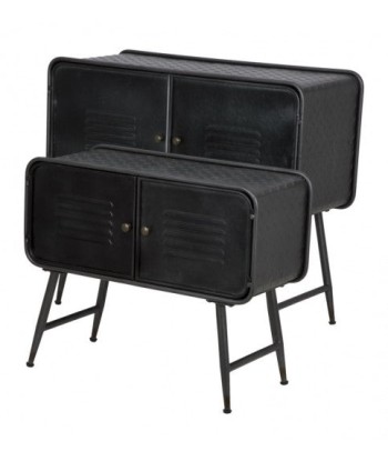 Lot de 2 commodes en métal, avec 2 portes Couple Ecole Noir, l88xA38xH78 cm / l70,5xA30xH58,5 cm commande en ligne