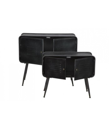 Lot de 2 commodes en métal, avec 2 portes Couple Ecole Noir, l88xA38xH78 cm / l70,5xA30xH58,5 cm commande en ligne