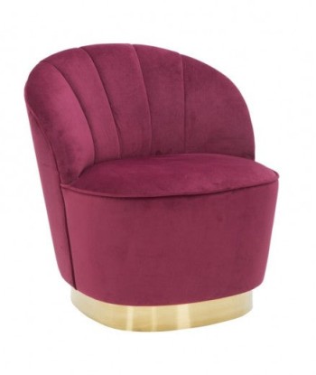 Fauteuil fixe rembourré en tissu Sopy Velvet Bordeaux / doré, l67xA71xH70 cm Paris Déstockage Promo