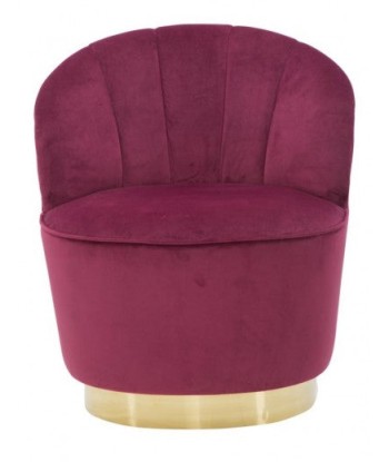 Fauteuil fixe rembourré en tissu Sopy Velvet Bordeaux / doré, l67xA71xH70 cm Paris Déstockage Promo