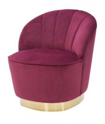 Fauteuil fixe rembourré en tissu Sopy Velvet Bordeaux / doré, l67xA71xH70 cm Paris Déstockage Promo