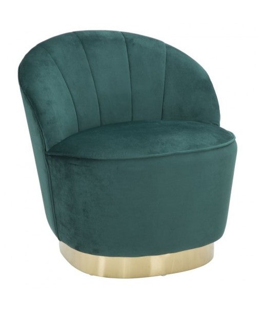 Fauteuil fixe rembourré en tissu Sopy Velvet Vert foncé / Or, l67xA71xH70 cm 2 - 3 jours ouvrés.