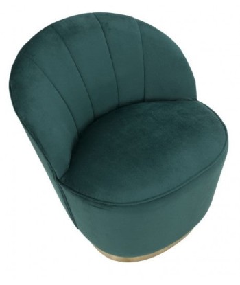 Fauteuil fixe rembourré en tissu Sopy Velvet Vert foncé / Or, l67xA71xH70 cm 2 - 3 jours ouvrés.