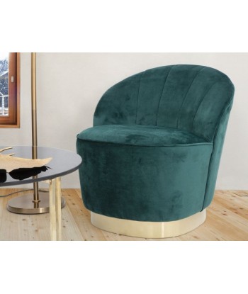 Fauteuil fixe rembourré en tissu Sopy Velvet Vert foncé / Or, l67xA71xH70 cm 2 - 3 jours ouvrés.