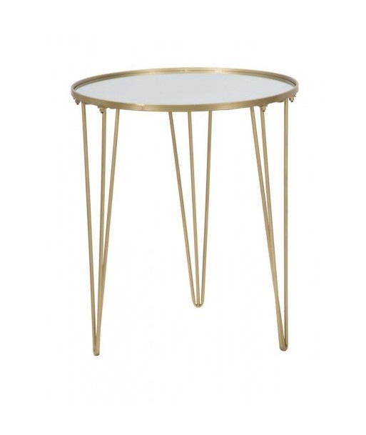 Table basse Glam Doré en métal et verre, Ø50xH58,5 cm chez Cornerstreet bien 