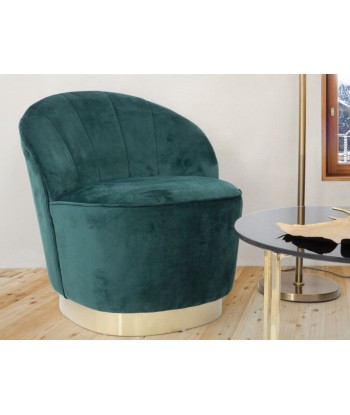 Fauteuil fixe rembourré en tissu Sopy Velvet Vert foncé / Or, l67xA71xH70 cm 2 - 3 jours ouvrés.