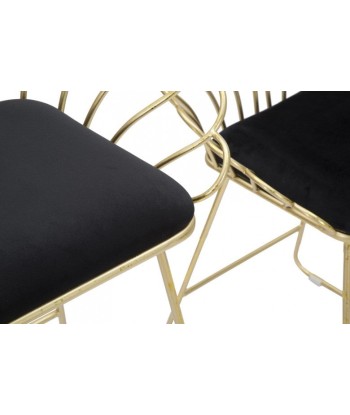 Lot de 2 chaises en métal, rembourrées en tissu Flower Noir / doré, l57xA52xH94 / l56xA48xH72.5 cm Pour