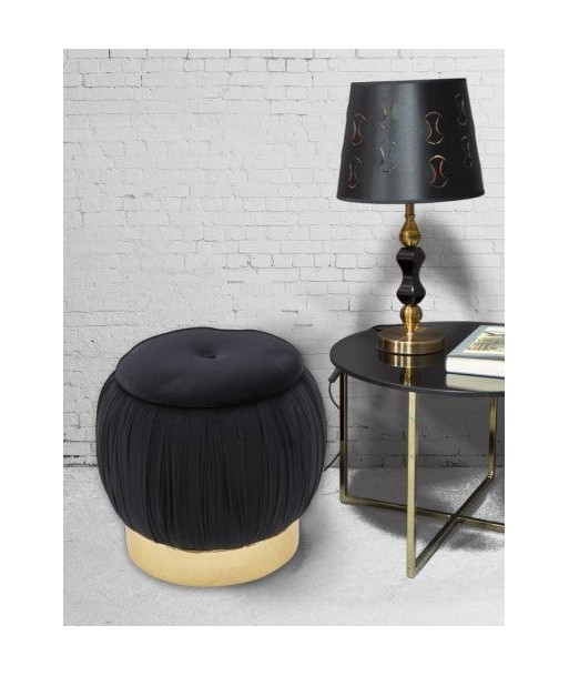 Tabouret rembourré avec tissu, avec espace de rangement Paris Noir, Ø41xH41 cm Comment ça marche