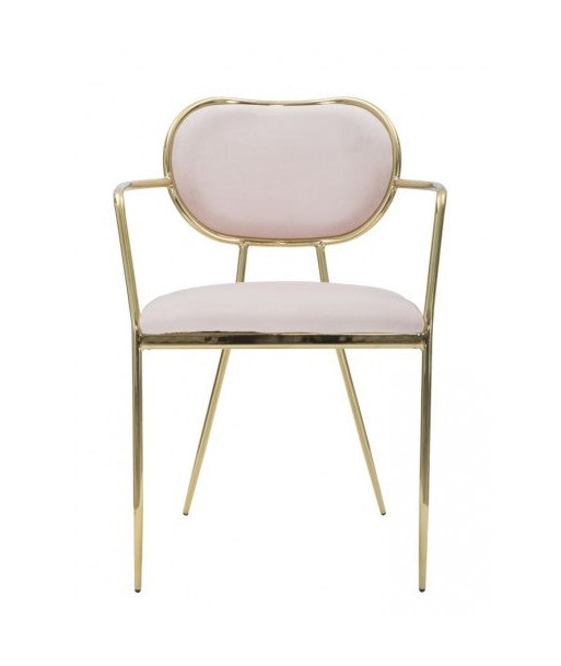 Lot de 2 chaises rembourrées en tissu, avec pieds en métal Velours Fin Rose/Or, l54xA57xH76 cm le des métaux précieux