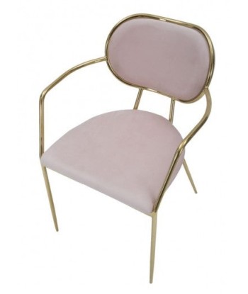 Lot de 2 chaises rembourrées en tissu, avec pieds en métal Velours Fin Rose/Or, l54xA57xH76 cm le des métaux précieux