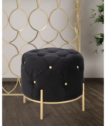 Tabouret rembourré en tissu, avec pieds en métal Diamond Noir / Doré, Ø45xH40 cm Toutes les collections ici