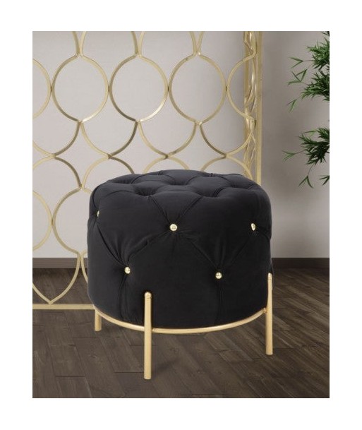 Tabouret rembourré en tissu, avec pieds en métal Diamond Noir / Doré, Ø45xH40 cm Toutes les collections ici