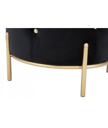 Tabouret rembourré en tissu, avec pieds en métal Diamond Noir / Doré, Ø45xH40 cm Toutes les collections ici