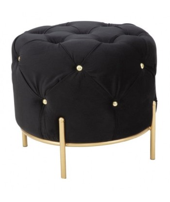 Tabouret rembourré en tissu, avec pieds en métal Diamond Noir / Doré, Ø45xH40 cm Toutes les collections ici