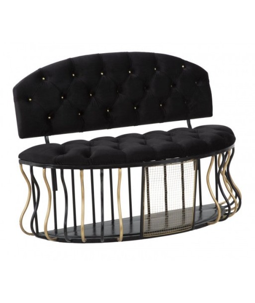 Banc avec espace de rangement, tapissé de tissu Glam Noir / doré, l128xA57xH90 cm à prix réduit toute l'année