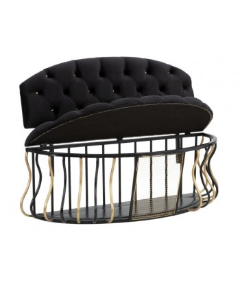 Banc avec espace de rangement, tapissé de tissu Glam Noir / doré, l128xA57xH90 cm à prix réduit toute l'année