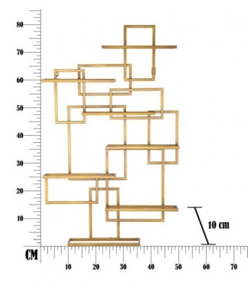 Support métallique pour flacons Glam Vertical 7 Antique Doré, l50xA10xH79,5 cm en stock