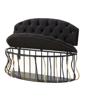 Banc avec espace de rangement, tapissé de tissu Glam Noir / doré, l128xA57xH90 cm à prix réduit toute l'année