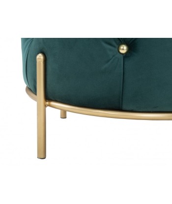 Tabouret rembourré en tissu, avec pieds en métal Vert Diamant / Or, Ø45xH40 cm pas cher