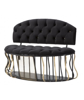 Banc avec espace de rangement, tapissé de tissu Glam Noir / doré, l128xA57xH90 cm à prix réduit toute l'année