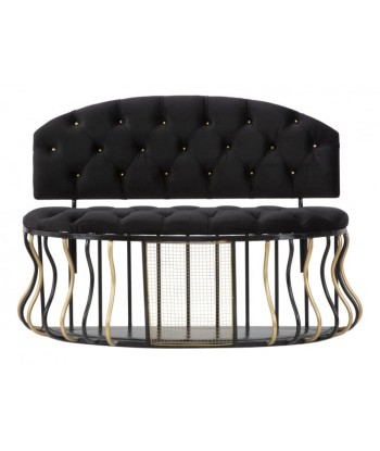 Banc avec espace de rangement, tapissé de tissu Glam Noir / doré, l128xA57xH90 cm à prix réduit toute l'année