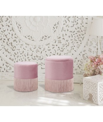 Set de 2 tabourets tapissés de tissu Lines Velvet Rose, Ø35xH42 / Ø30xH32 cm sélection de produits