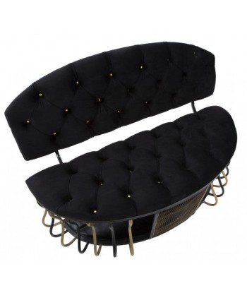 Banc avec espace de rangement, tapissé de tissu Glam Noir / doré, l128xA57xH90 cm à prix réduit toute l'année