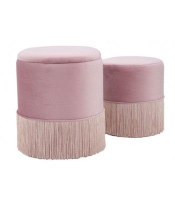 Set de 2 tabourets tapissés de tissu Lines Velvet Rose, Ø35xH42 / Ø30xH32 cm sélection de produits