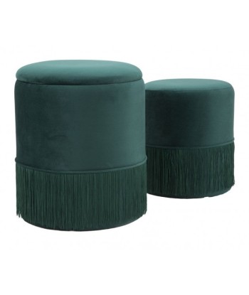 Set de 2 tabourets tapissés de tissu Lines Velvet Vert, Ø35xH42 / Ø30xH32 cm pour bénéficier 