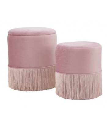 Set de 2 tabourets tapissés de tissu Lines Velvet Rose, Ø35xH42 / Ø30xH32 cm sélection de produits