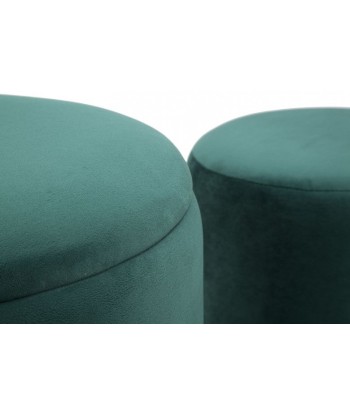 Set de 2 tabourets tapissés de tissu Lines Velvet Vert, Ø35xH42 / Ø30xH32 cm pour bénéficier 