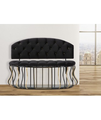 Banc avec espace de rangement, tapissé de tissu Glam Noir / doré, l128xA57xH90 cm à prix réduit toute l'année