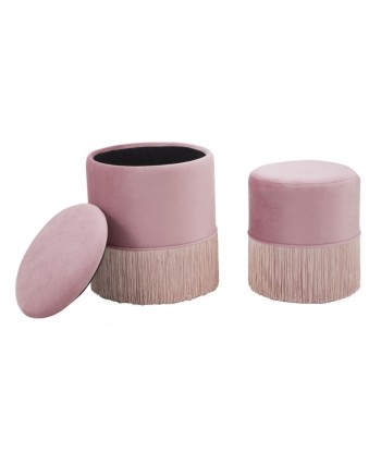 Set de 2 tabourets tapissés de tissu Lines Velvet Rose, Ø35xH42 / Ø30xH32 cm sélection de produits