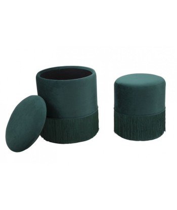 Set de 2 tabourets tapissés de tissu Lines Velvet Vert, Ø35xH42 / Ø30xH32 cm pour bénéficier 