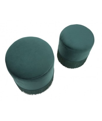 Set de 2 tabourets tapissés de tissu Lines Velvet Vert, Ø35xH42 / Ø30xH32 cm pour bénéficier 