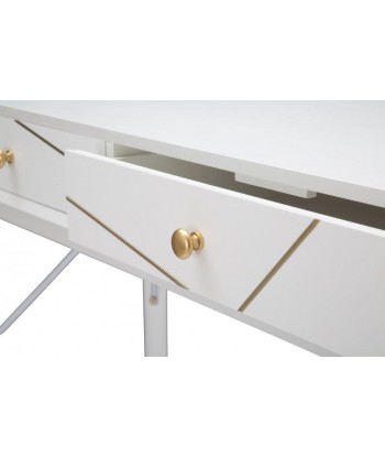 Console en MDF et métal, avec 2 tiroirs Luxy Blanc/Or, l100xA40xH79 cm 2023