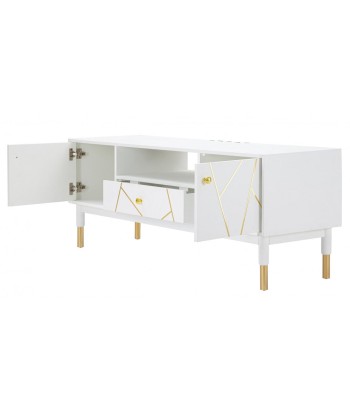 Commode TV en MDF et métal, avec 1 tiroir et 2 portes Luxy Blanc / Or, l140xA50xH55 cm Comment ça marche