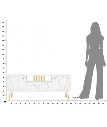 Commode TV en MDF et métal, avec 1 tiroir et 2 portes Luxy Blanc / Or, l140xA50xH55 cm Comment ça marche