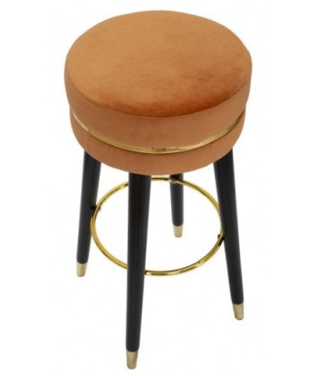 Tabouret de bar rembourré avec tissu et pieds en bois Paris Brique / Or, Ø35xH74 cm Par le système avancé 